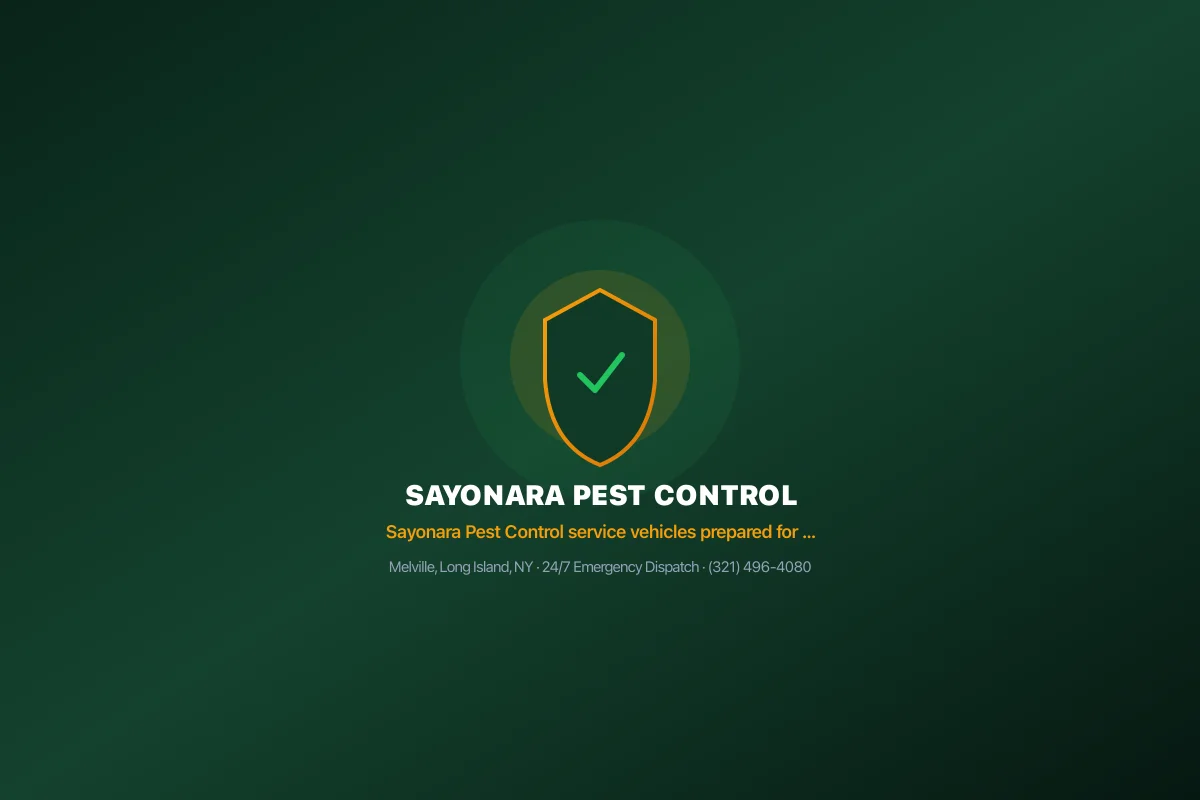 Sayonara Pest Control branded service vehicle parked outside Melville dispatch office