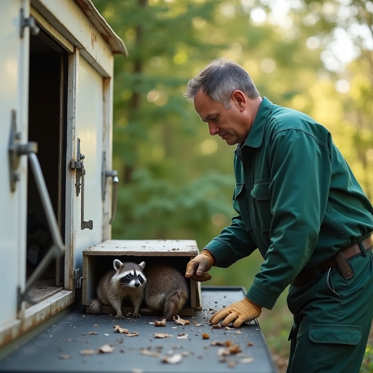 Thermal reunion box set up to allow mother raccoon to retrieve babies