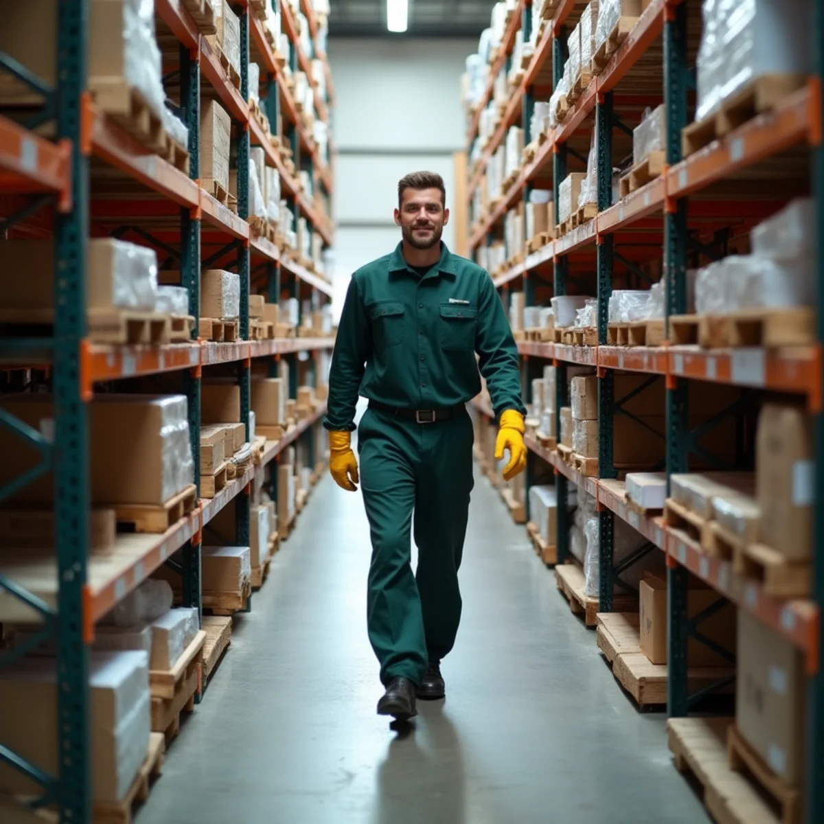 Walking dry goods warehouse pallet racking perimeter line