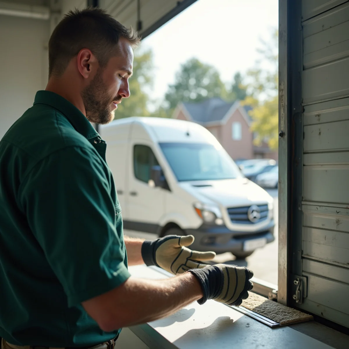 Commercial loading dock roll-up door seal inspection