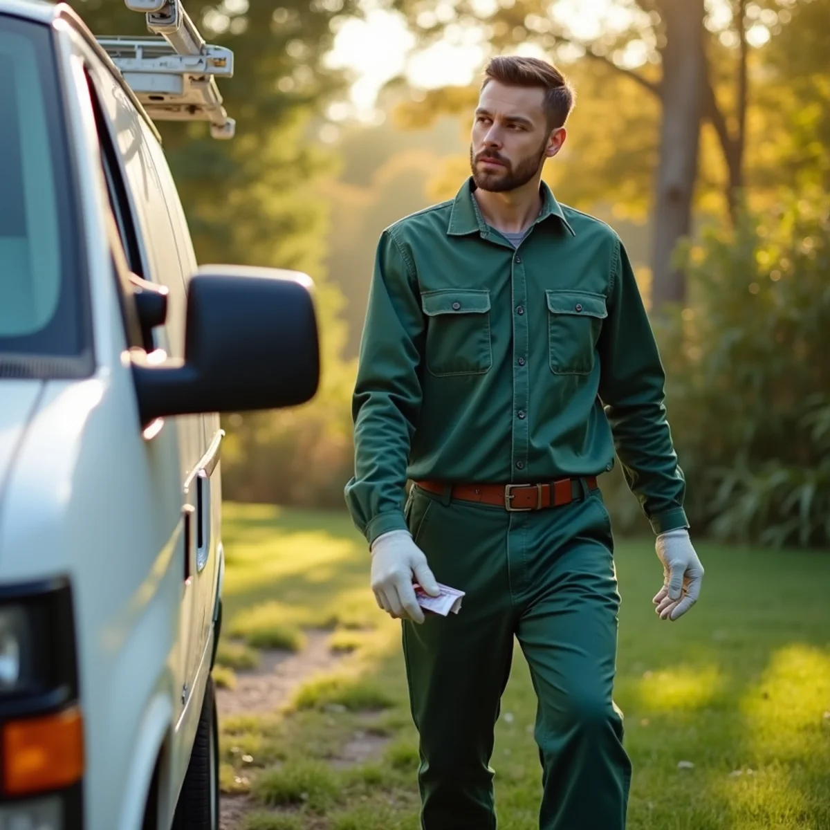 Reviewing all-season outdoor yard protection plan with homeowner
