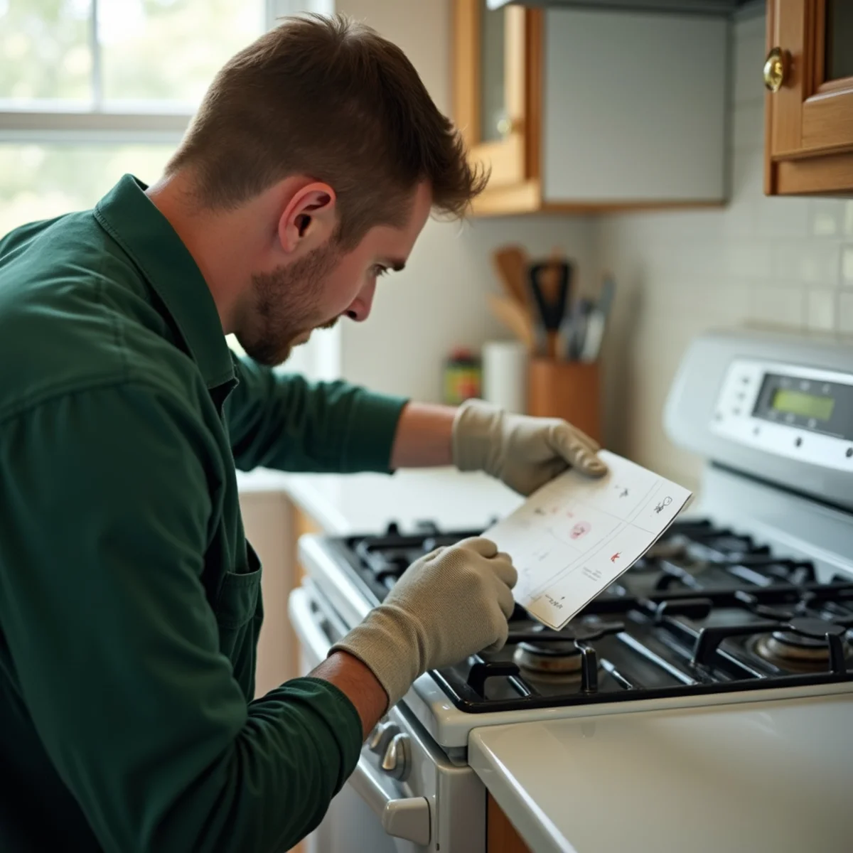 Inspecting adhesive insect monitoring board under kitchen appliances