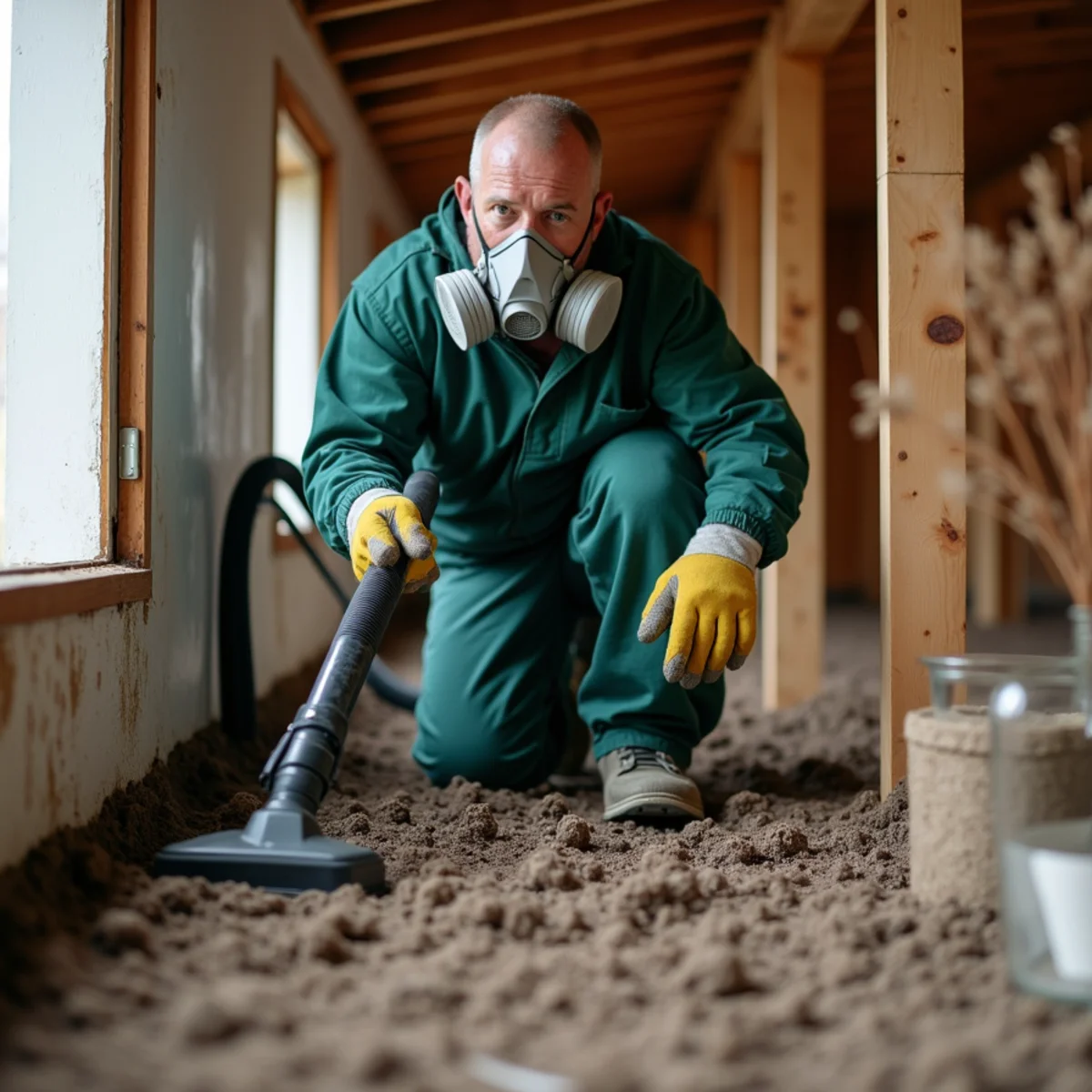 HEPA vacuum sanitization of attic insulation after rodent exclusion