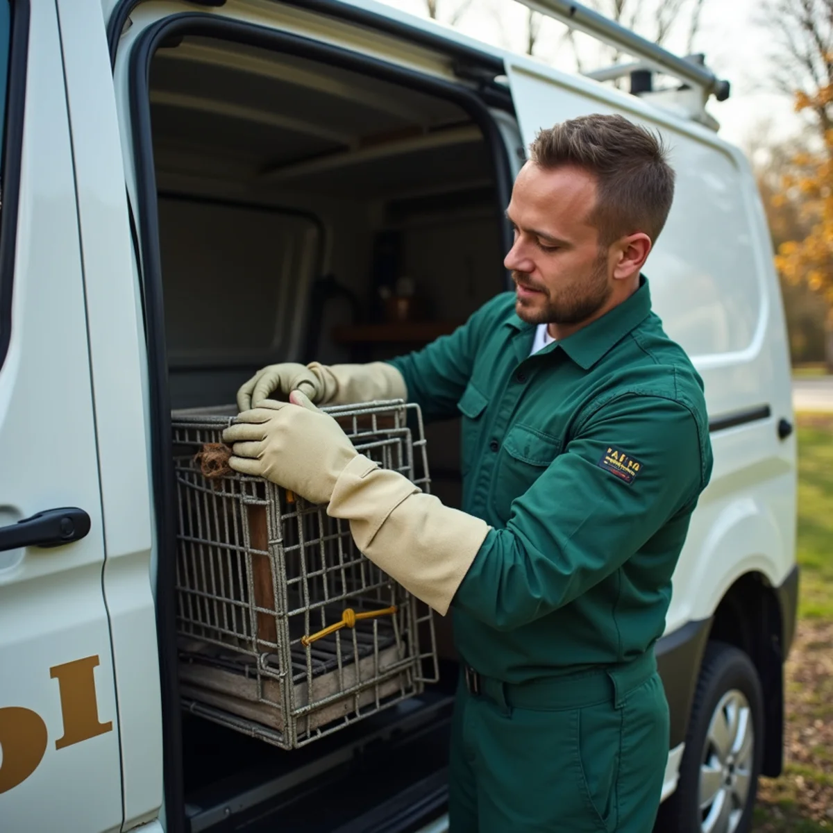 Puncture-proof Kevlar wildlife handling gloves and humane carrier